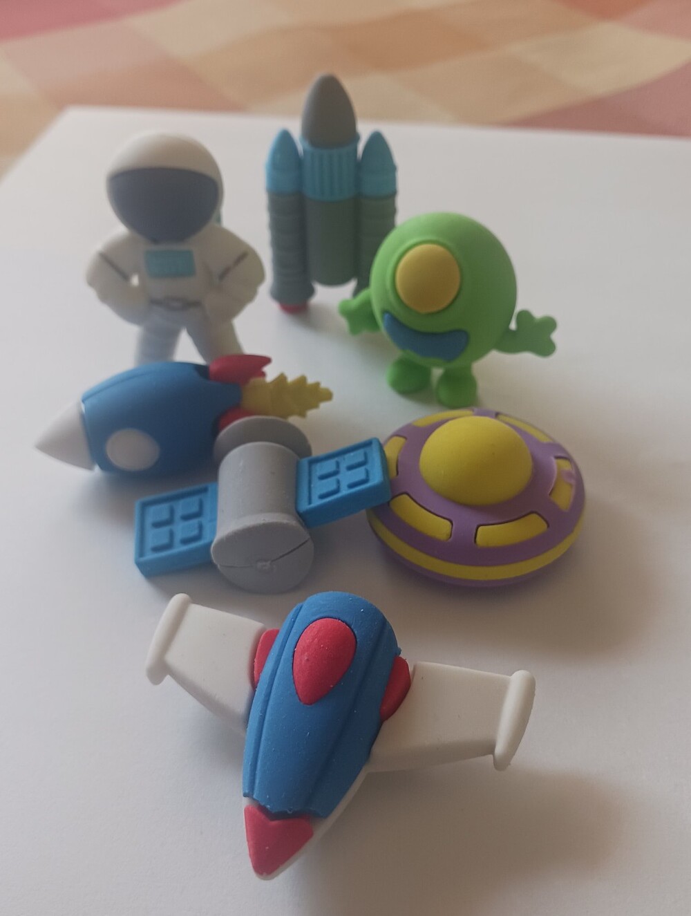 Space Adventure Kids Toy Eraser / Puzzle Set - Blue, Green, Purple